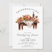 Rustic Friendsgiving Dinner Invitation Einladung (Vorderseite)
