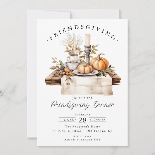 Rustic Friendsgiving Dinner Invitation Einladung (Vorderseite)