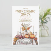 Rustic Friendsgiving Dinner Party Einladung (Stehend Vorderseite)