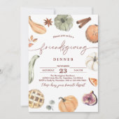 Rustic Friendsgiving Erntedank Dinner einladen Einladung (Vorderseite)