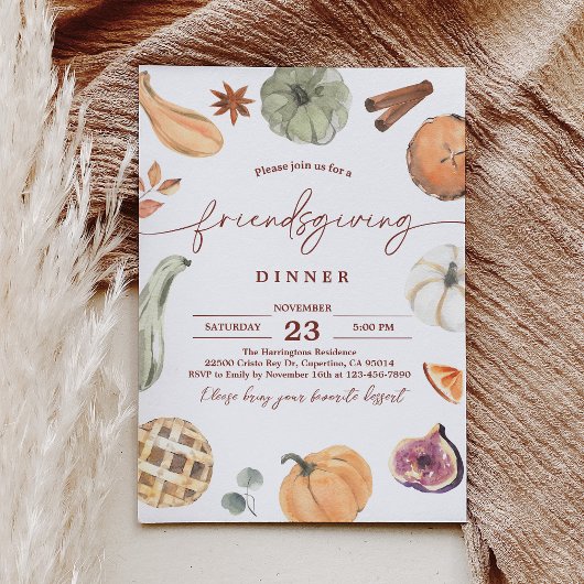 Rustic Friendsgiving Erntedank Dinner einladen Einladung