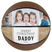 Rustic Frohe Weihnachten Daddy 3 Foto Collage Basketball (Vorderseite)
