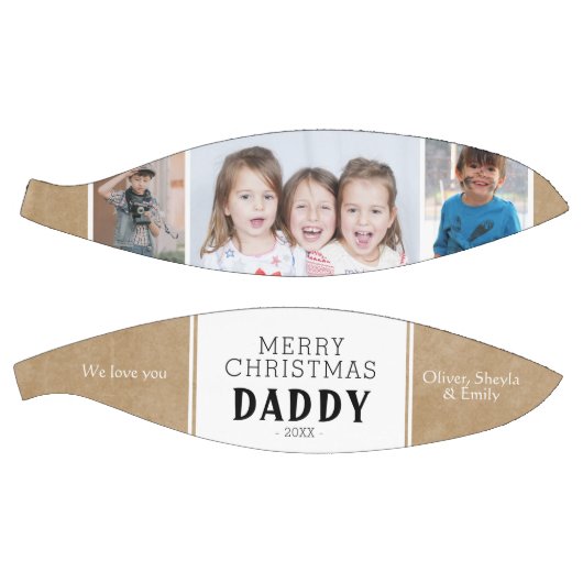 Rustic Frohe Weihnachten Daddy 3 Foto Collage Basketball (Panele)