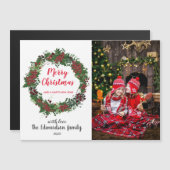 Rustic Frohe Weihnachten Familie Magnetkarte (Vorne/Hinten)