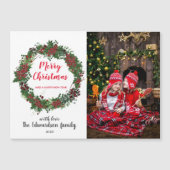 Rustic Frohe Weihnachten Familie Magnetkarte (Vorderseite)