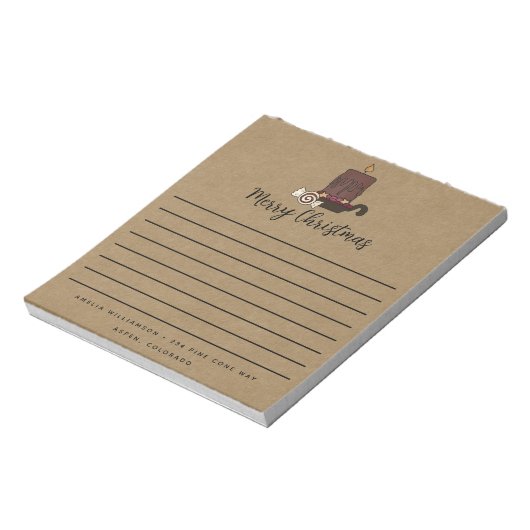 Rustic Frohe Weihnachten Grubby Candle Notepad Notizblock (Rotiert)