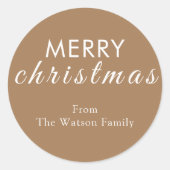 Rustic Frohe Weihnachts-Script-Round-Sticker Runder Aufkleber (Vorderseite)