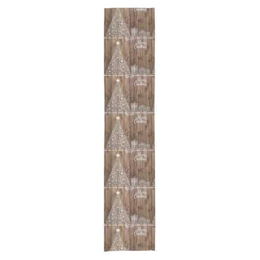 Rustic Frohe Weihnachts Slogan Table Runner Kurzer Tischläufer (Vorderseite)