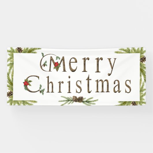 Rustic Frohe Weihnachtsbanner Banner (Horizontal)