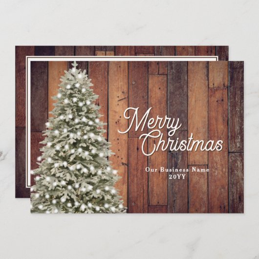 Rustic Frohe Weihnachtsbaumfirma Feiertagskarte (Vorne/Hinten)