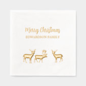 Rustic Frohe Weihnachtsnachts Familienname Hirsche Servietten Mit Folie (Vorderseite)