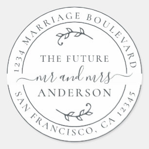 Rustic Future Frau Schwarz-weiße Rücksendeadresse Runder Aufkleber