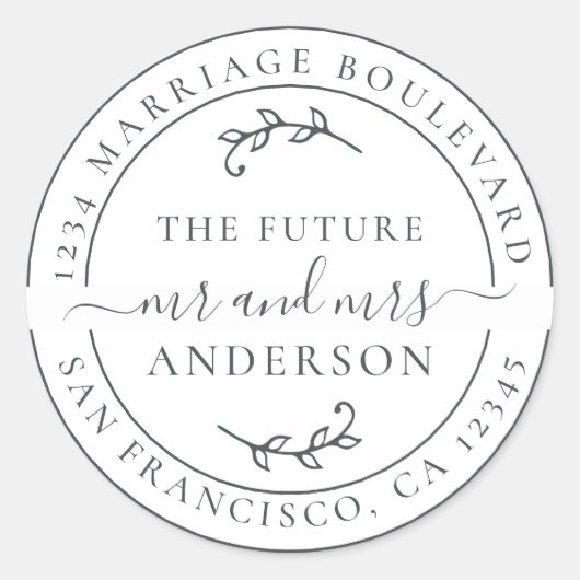 Rustic Future Frau Schwarz-weiße Rücksendeadresse Runder Aufkleber (Vorderseite)