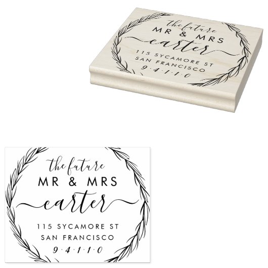 Rustic Future Mr. & Mrs. Wedding Rücksendeadresse Gummistempel (Stempel)