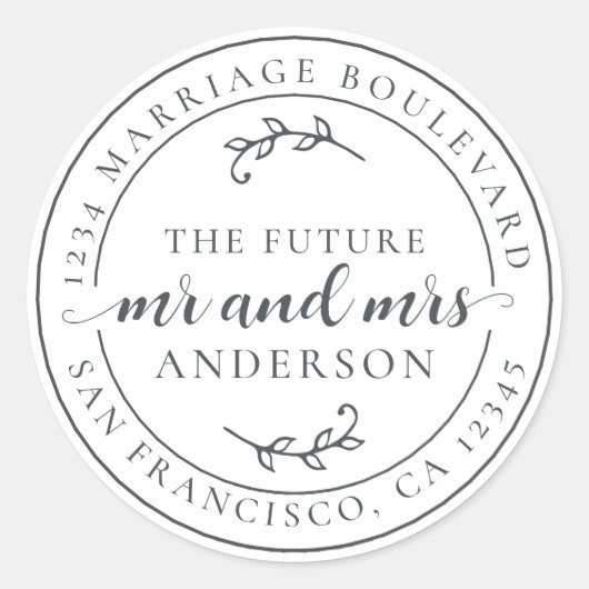 Rustic Future Mr. Off-Black Rücksendeadresse Runder Aufkleber (Vorderseite)