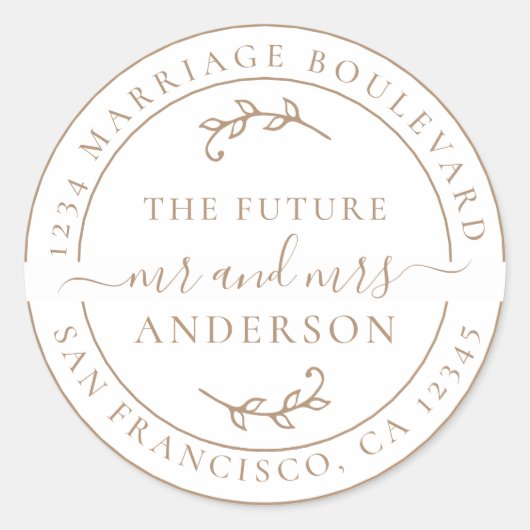 Rustic Future Mrs Coffee Rücksendeadresse Runder Aufkleber (Vorderseite)