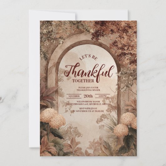 Rustic Garden Arc Erntedank Dinner Einladung (Vorderseite)
