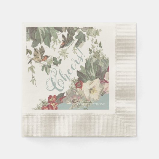 Rustic Garden Birds Chef Papier Cocktail Napkins Serviette (Vorderseite)
