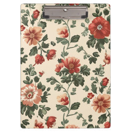 Rustic Garden Bloom - Vintages Muster aus Rotem Fl Klemmbrett