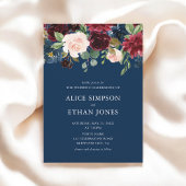 Rustic Garden Burgundy Blue Hochzeit im Herbst Einladung