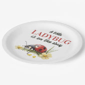 Rustic Garden Daisy Little Ladybug Baby Shower Pappteller (Schrägansicht)