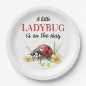 Rustic Garden Daisy Little Ladybug Baby Shower Pappteller (Vorderseite)