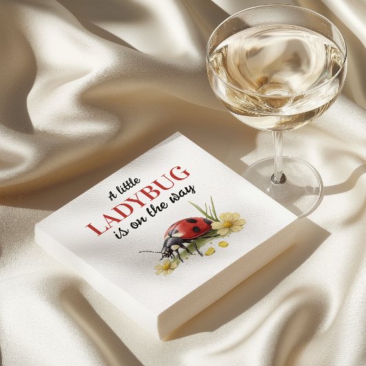 Rustic Garden Daisy Little Ladybug Baby Shower Serviette