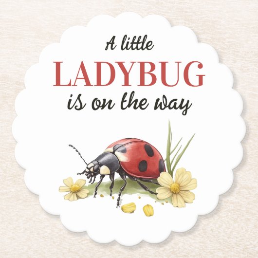Rustic Garden Daisy Little Ladybug Baby Shower Untersetzer (Vorderseite)