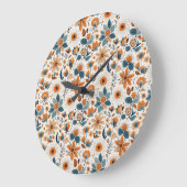 Rustic Garden Floral Folk Art Illustration Spring Große Wanduhr (Winkel)