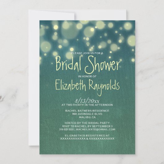 Rustic Garden Light Bridal Dusche Einladungen (Vorderseite)