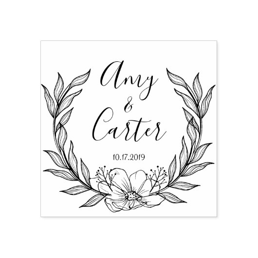 Rustic Garden Save the Date Logo Selbstfarbige Bri Gummistempel (Prägung)