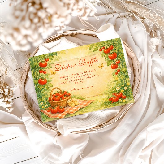 Rustic Garden Tomato Diapper Raffle Begleitkarte