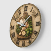 Rustic Garlic & Fresh Herbs Farmhouse Kitchen Große Wanduhr (Winkel)