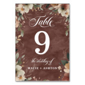 Rustic Garnet Cotattcore Hochzeitsempfehlung Abend Tischnummer (Rückseite)