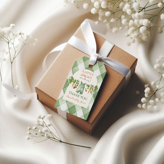 Rustic Gender Neutral Little Sprout Baby Shower Geschenkanhänger