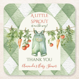 Rustic Gender Neutral Little Sprout Baby Shower Rechteckiger Pappuntersetzer