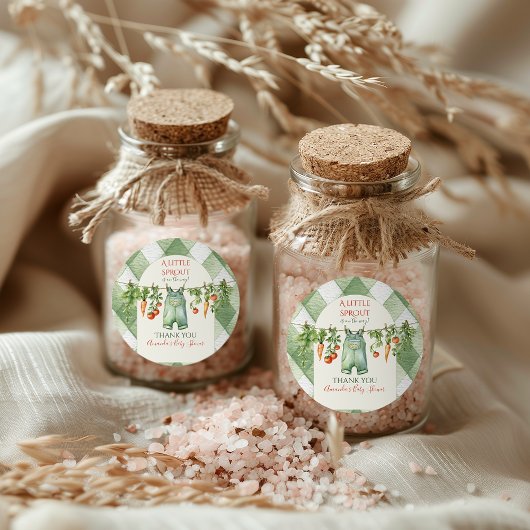 Rustic Gender Neutral Little Sprout Baby Shower Runder Aufkleber