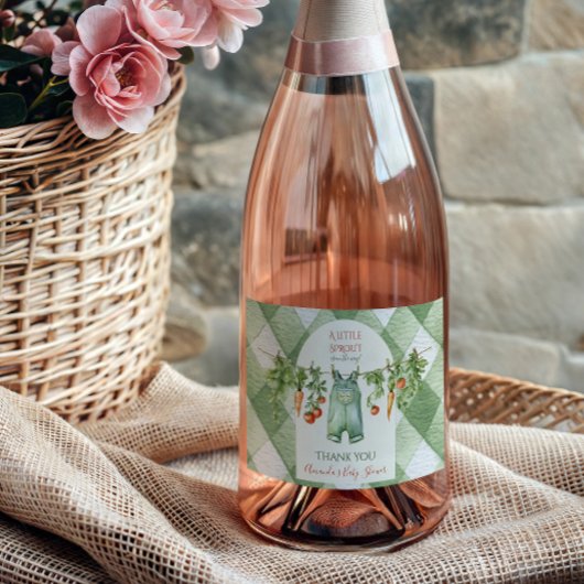 Rustic Gender Neutral Little Sprout Baby Shower Schaumweinetikett