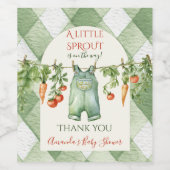 Rustic Gender Neutral Little Sprout Baby Shower Weinetikett (Einzelnes Label)