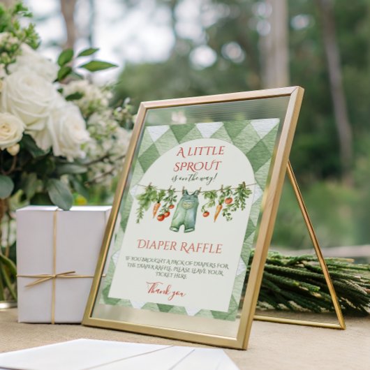 Rustic Gender Neutral Sprout Baby Shower Diaper Poster
