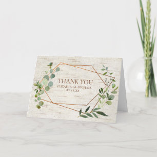 Rustic Geometric Eucalyptus Birch Foto Wedding Karte
