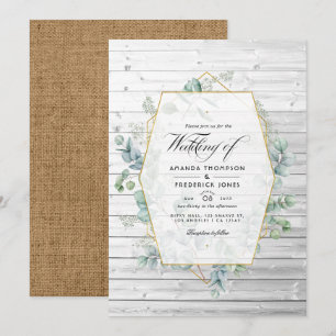 Rustic Geometric Eucalyptus Garden Wedding Einladung