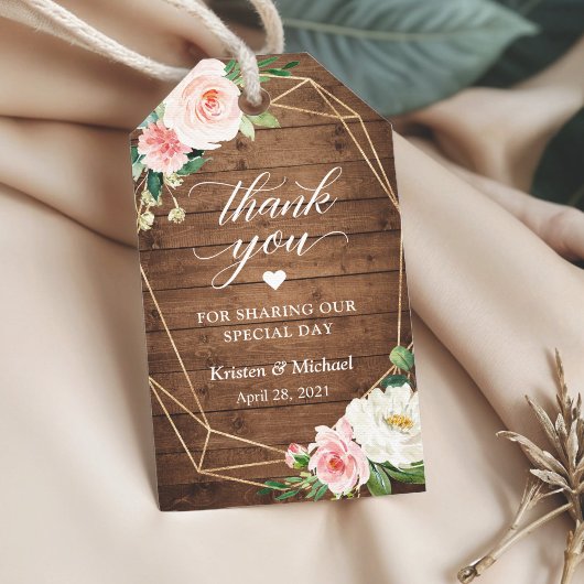 Rustic Geometric Floral Gastgeschenk Hochzeit Dank Geschenkanhänger