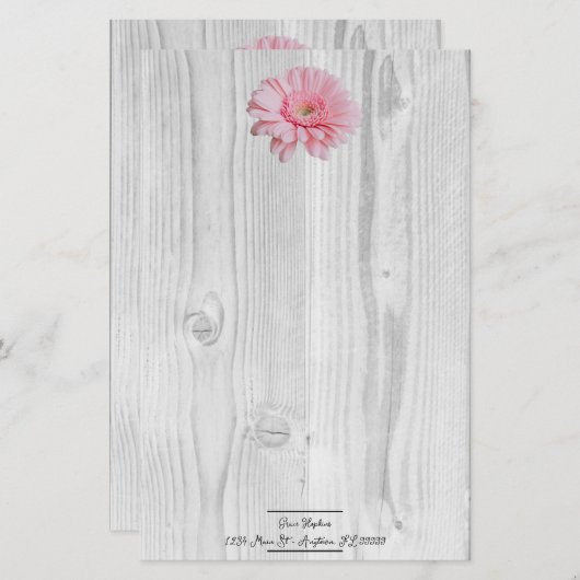 Rustic Gerber Daisy Personalisiert Stationery Briefpapier (Vorne/Hinten)