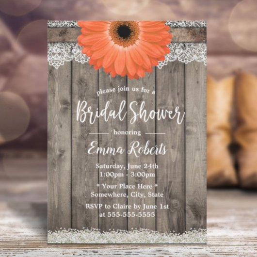 Rustic Gerbera Daisy Vintages Brautparty Einladung