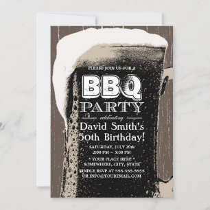 Rustic Giant Bier & BBQ 50. Geburtstagsfeier Einladung