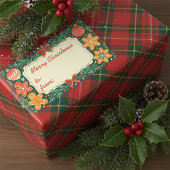 Rustic Gingerbread Holly Wreath Frohe Weihnachten Rechteckiger Aufkleber