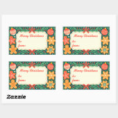 Rustic Gingerbread Holly Wreath Frohe Weihnachten Rechteckiger Aufkleber (Blatt)