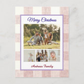 Rustic Gingham 4 Foto Collage Frohe Weihnachten (Vorderseite)