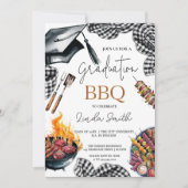 Rustic Gingham Abschluss GRILLEN Einladung (Vorderseite)